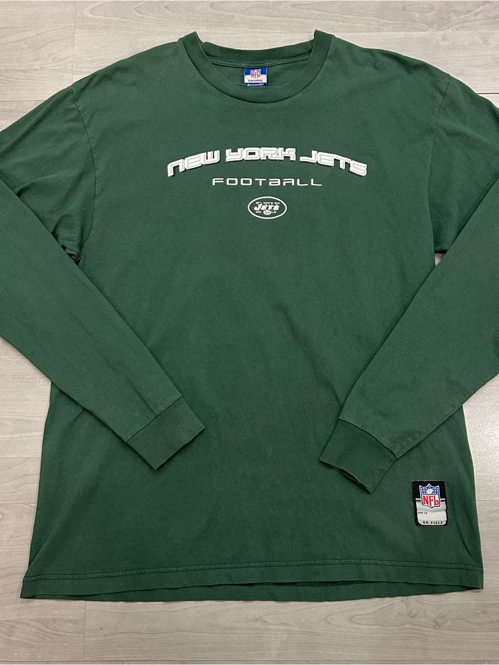 Vintage Reebok NFL New York Jets Long Sleeve Shirt Mens Large Green Y2K